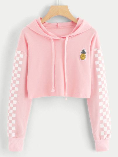 Fashion Pineapple Print Long Sleeve Crop Top Hoodies Zulmaliu Girl Sweatshirt Black 8,M Fashion Pineapple Print Long Sleeve Crop Top Hoodies Zulmaliu Girl Sweatshirt Black 8,M