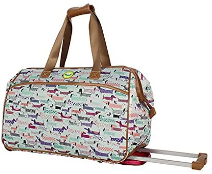 Lily Bloom Luggage Designer Pattern Suitcase Wheeled Duffel Carry On Bag 22in, Raking It In Lily Bloom Luggage Designer Pattern Suitcase Wheeled Duffel Carry On Bag 22in, Raking It In