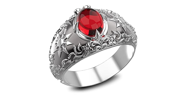 Garnet Gothic Magic Chaos Star Crossed Ring for Women's and Men's Ring 925 Sterling Silver Size 6-15 Garnet Gothic Magic Chaos Star Crossed Ring for Women's and Men's Ring 925 Sterling Silver Size 6-15