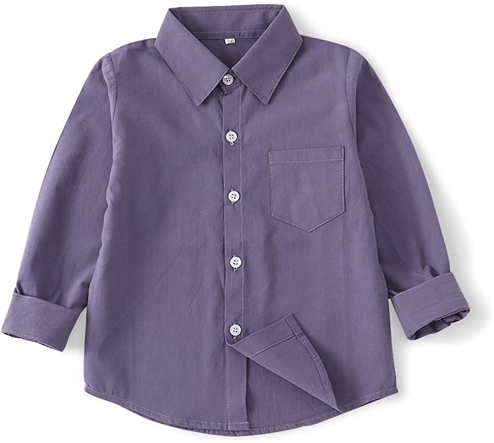OCHENTA Little Big Boys' & Men's Long Sleeve Button Down Oxford Dress Shirt OCHENTA Little Big Boys' & Men's Long Sleeve Button Down Oxford Dress Shirt