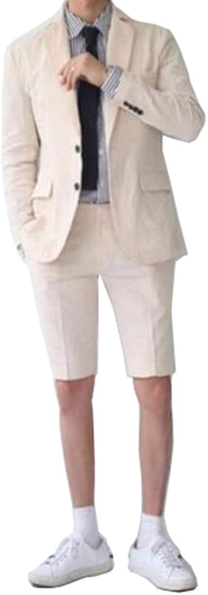Fitty Lell Men Suit 2 Piece Groom Tuxedo with Short Pants Fashion Business Mens Summer Wear Suits Sets Fitty Lell Men Suit 2 Piece Groom Tuxedo with Short Pants Fashion Business Mens Summer Wear Suits Sets