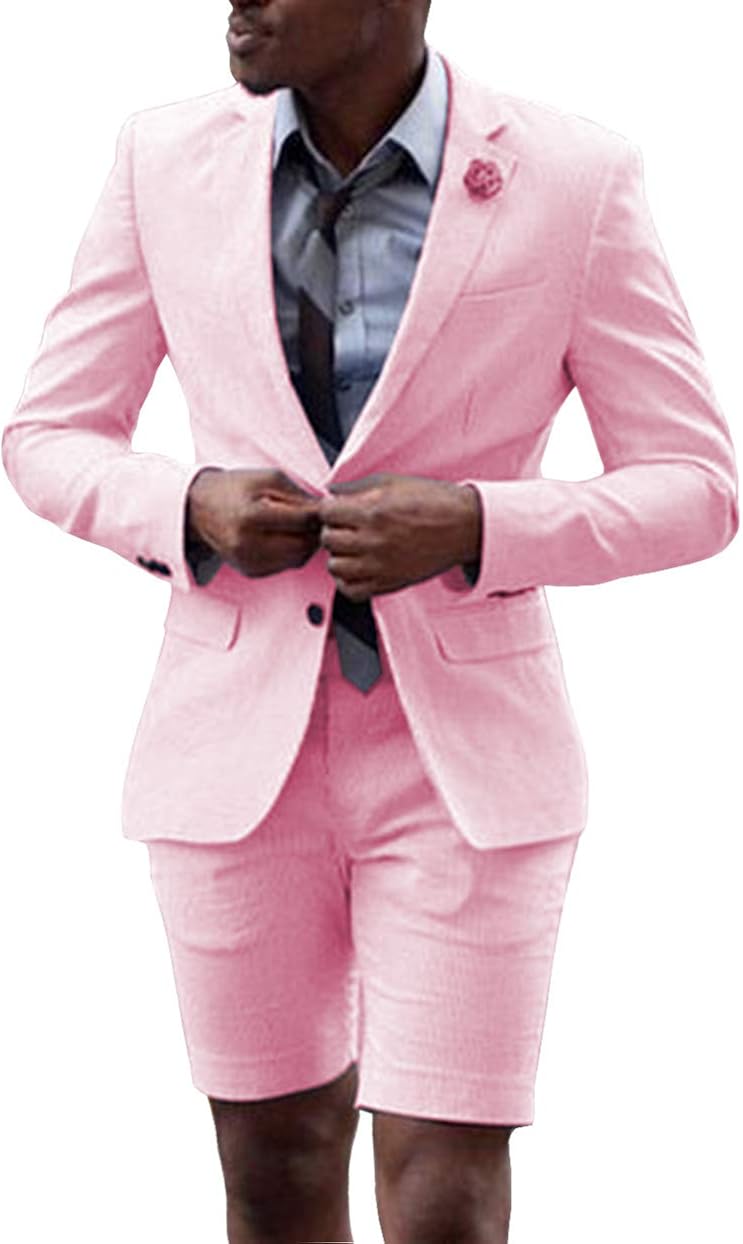 Fitty Lell Men Suit 2 Piece Groom Tuxedo with Short Pants Fashion Business Mens Summer Wear Suits Sets Fitty Lell Men Suit 2 Piece Groom Tuxedo with Short Pants Fashion Business Mens Summer Wear Suits Sets