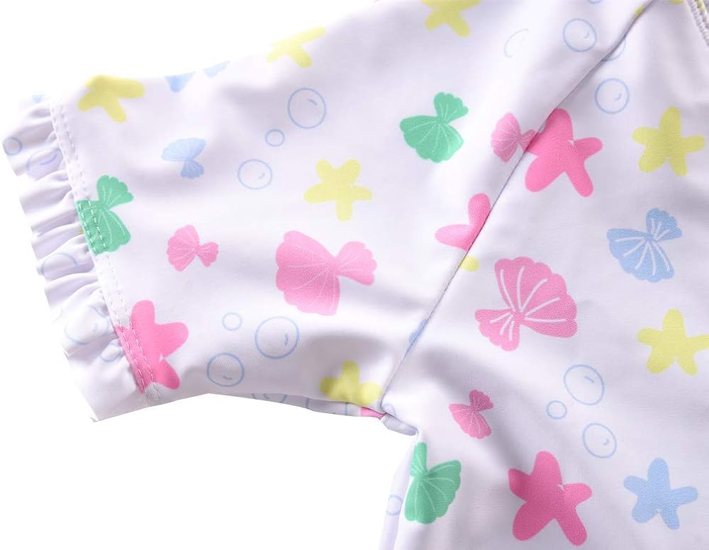 Short Sleeve Bathing Suit Swimsuit Cadocado Girls Print Zip Rash Guard Swimwear Ruffled UPF 50 Short Sleeve Bathing Suit Swimsuit Cadocado Girls Print Zip Rash Guard Swimwear Ruffled UPF 50