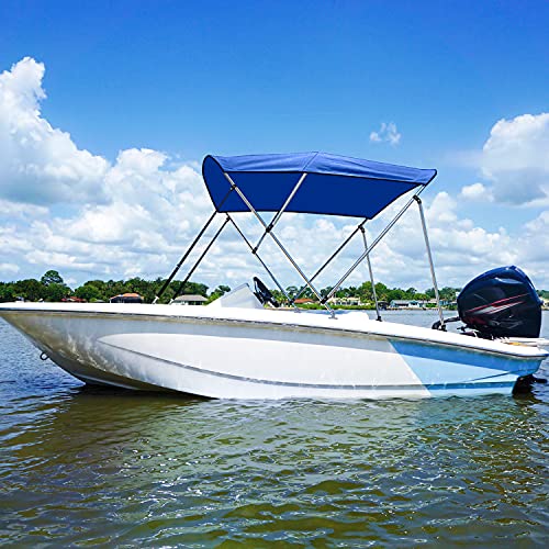 2 Straps KAKIT 750D 3 4 Bow Bimini Top Boat Cover with 2 Rear Support Poles Stainless Steel Mounting Hardwares 1 Inch Stainless Aluminum Frame Storage Boot 4 Quick Release Deck Mounts 2 Straps KAKIT 750D 3 4 Bow Bimini Top Boat Cover with 2 Rear Support Poles Stainless Steel Mounting Hardwares 1 Inch Stainless Aluminum Frame Storage Boot 4 Quick Release Deck Mounts