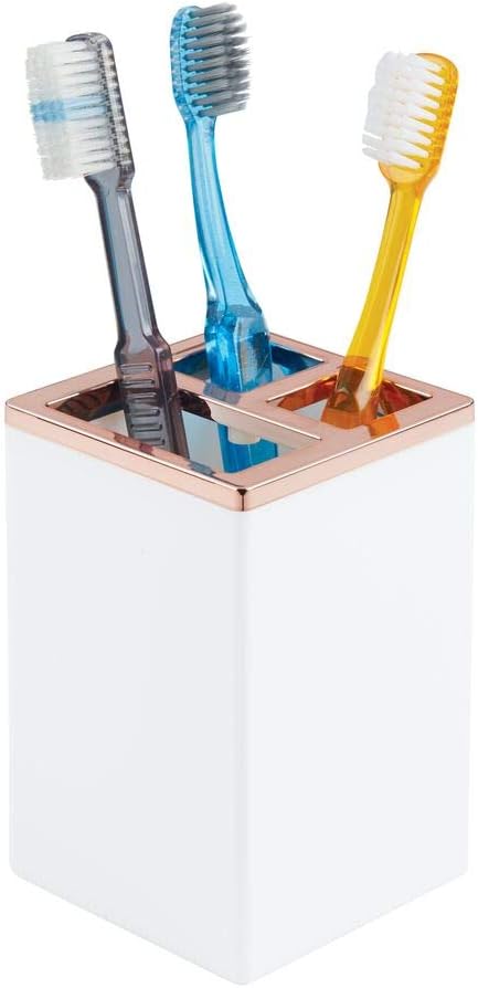 Square Plastic Clear/Soft Brass Soap Dish mDesign Bathroom Vanity Countertop Accessory Set Tumbler Rinsing Cup Divided Toothbrush Holder 4 Pieces Includes Soap Dispenser Pump Square Plastic Clear/Soft Brass Soap Dish mDesign Bathroom Vanity Countertop Accessory Set Tumbler Rinsing Cup Divided Toothbrush Holder 4 Pieces Includes Soap Dispenser Pump