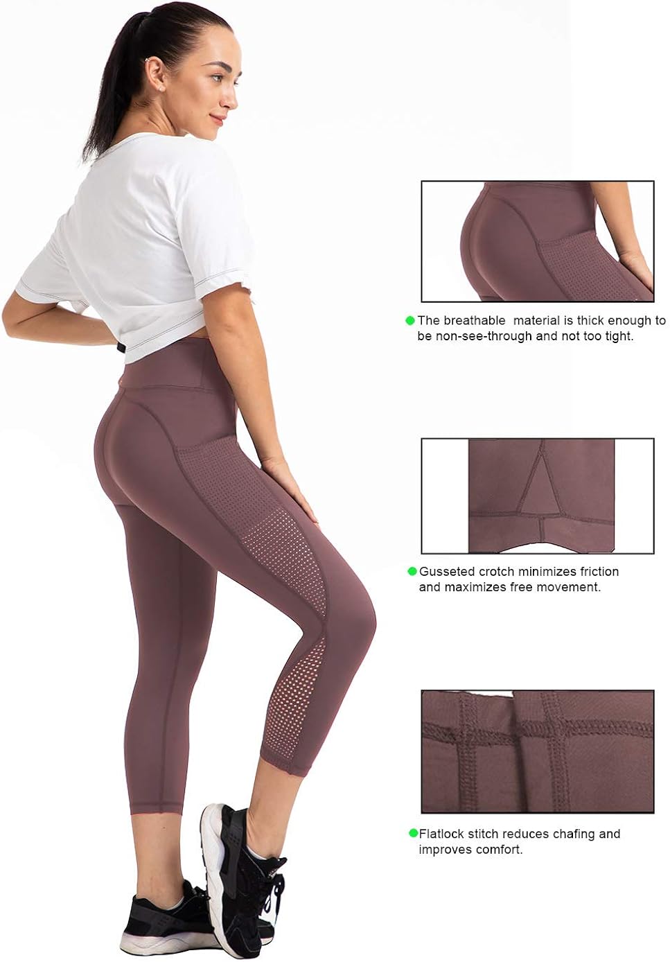 UURUN High Waist Yoga Pants Capri Workout Running Leggings with Pockets Non-See-Through Printed Fabric UURUN High Waist Yoga Pants Capri Workout Running Leggings with Pockets Non-See-Through Printed Fabric