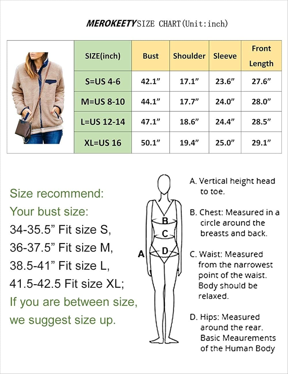 MEROKEETY Womens Long Sleeve Full Zip Sherpa Jackets Patchwork Fleece Coat with Zipper MEROKEETY Womens Long Sleeve Full Zip Sherpa Jackets Patchwork Fleece Coat with Zipper
