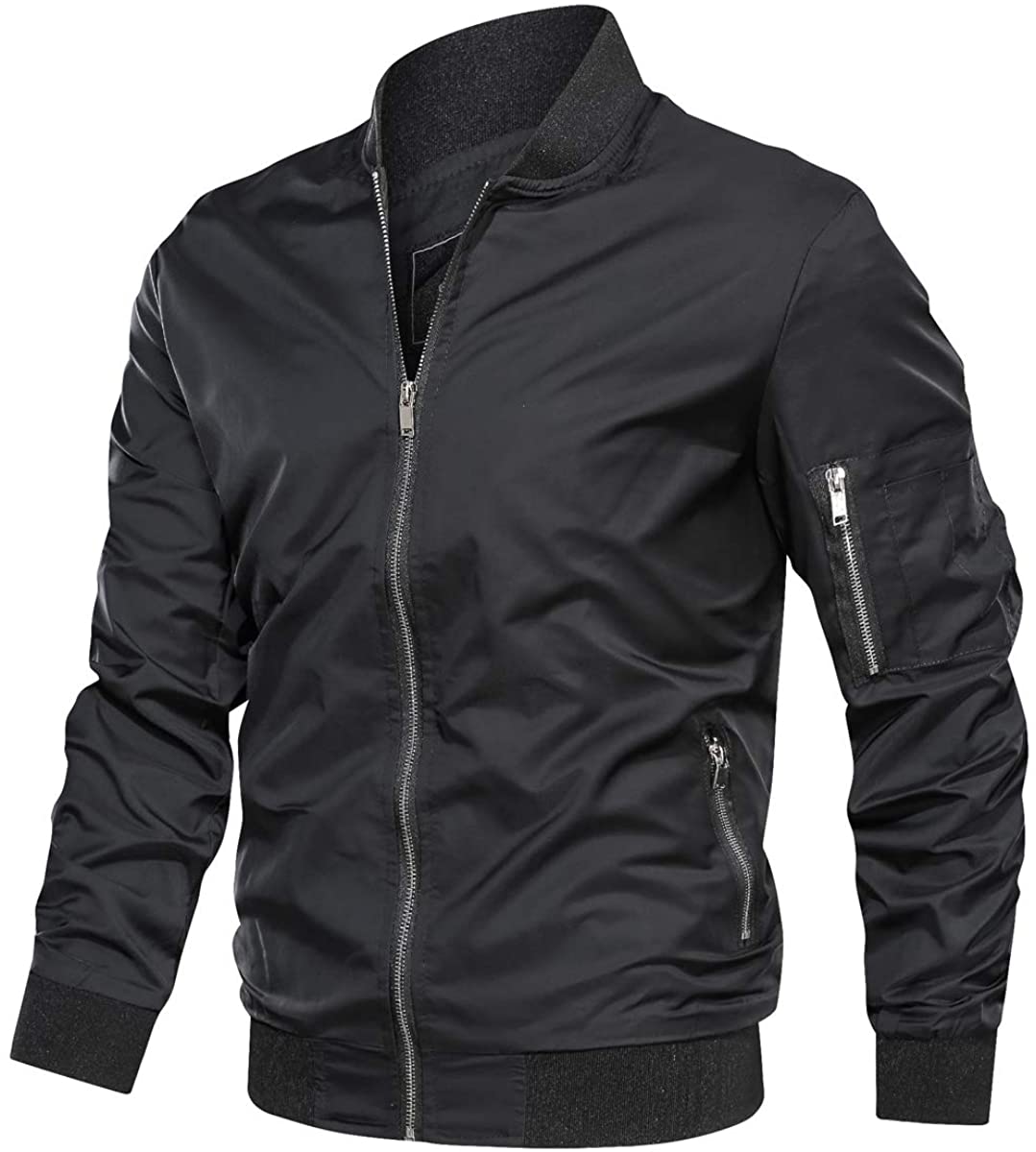 TACVASEN Men's Jacket-Lightweight Casual Spring Fall Thin Bomber Zip Pockets Coat Outwear TACVASEN Men's Jacket-Lightweight Casual Spring Fall Thin Bomber Zip Pockets Coat Outwear