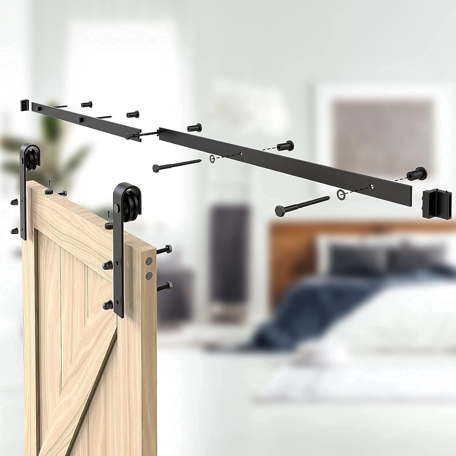 Easy Installation J Shape Hanger Smoothly and Quietly Fit 1 3/8-1 3/4 Thickness Door Panel Black ROOMTEC Sliding Barn Door Hardware Kit 6ft Heavy Duty Sturdy Easy Installation J Shape Hanger Smoothly and Quietly Fit 1 3/8-1 3/4 Thickness Door Panel Black ROOMTEC Sliding Barn Door Hardware Kit 6ft Heavy Duty Sturdy