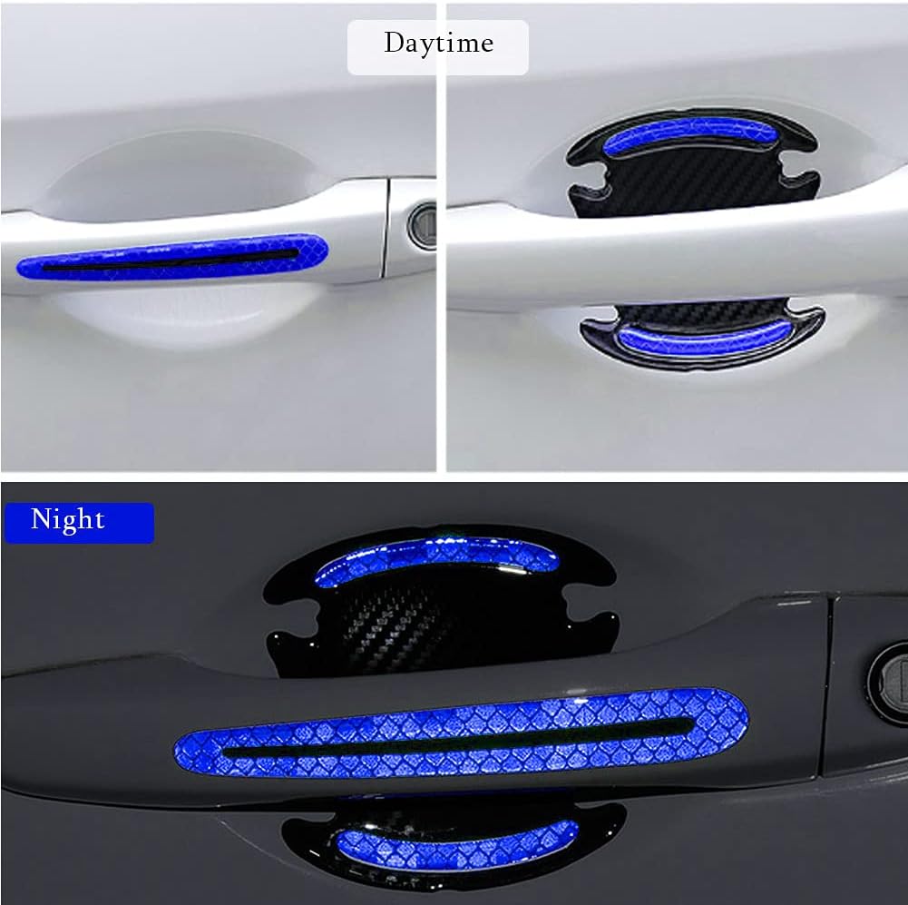 Goukos 8PCS 3D Car Door Handle Scratch Protector Reflective Sticker Warning Bumper Guard Sticker Door Handle Cup Cover Reflector Film Universal Size Blue Goukos 8PCS 3D Car Door Handle Scratch Protector Reflective Sticker Warning Bumper Guard Sticker Door Handle Cup Cover Reflector Film Universal Size Blue