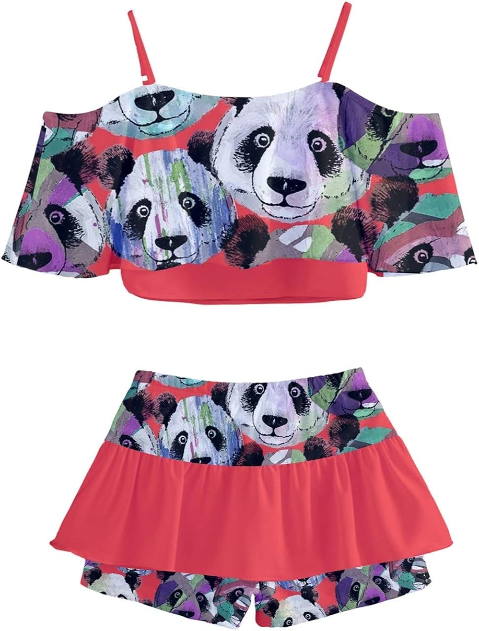 PattyCandy Kid Girls Swimsuits Gradient Happy Birthday Panda & Circus Theme 2-Piece Tankini Size 2-16 PattyCandy Kid Girls Swimsuits Gradient Happy Birthday Panda & Circus Theme 2-Piece Tankini Size 2-16