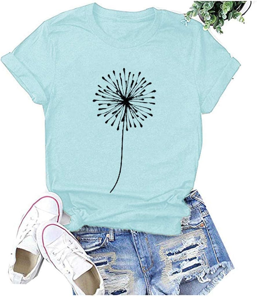 WUAI Summer Tops for Women Casual Short Sleeve Sunflower Graphic Tees Comfy Loose Fit Workout Cotton Shirts Blouses WUAI Summer Tops for Women Casual Short Sleeve Sunflower Graphic Tees Comfy Loose Fit Workout Cotton Shirts Blouses
