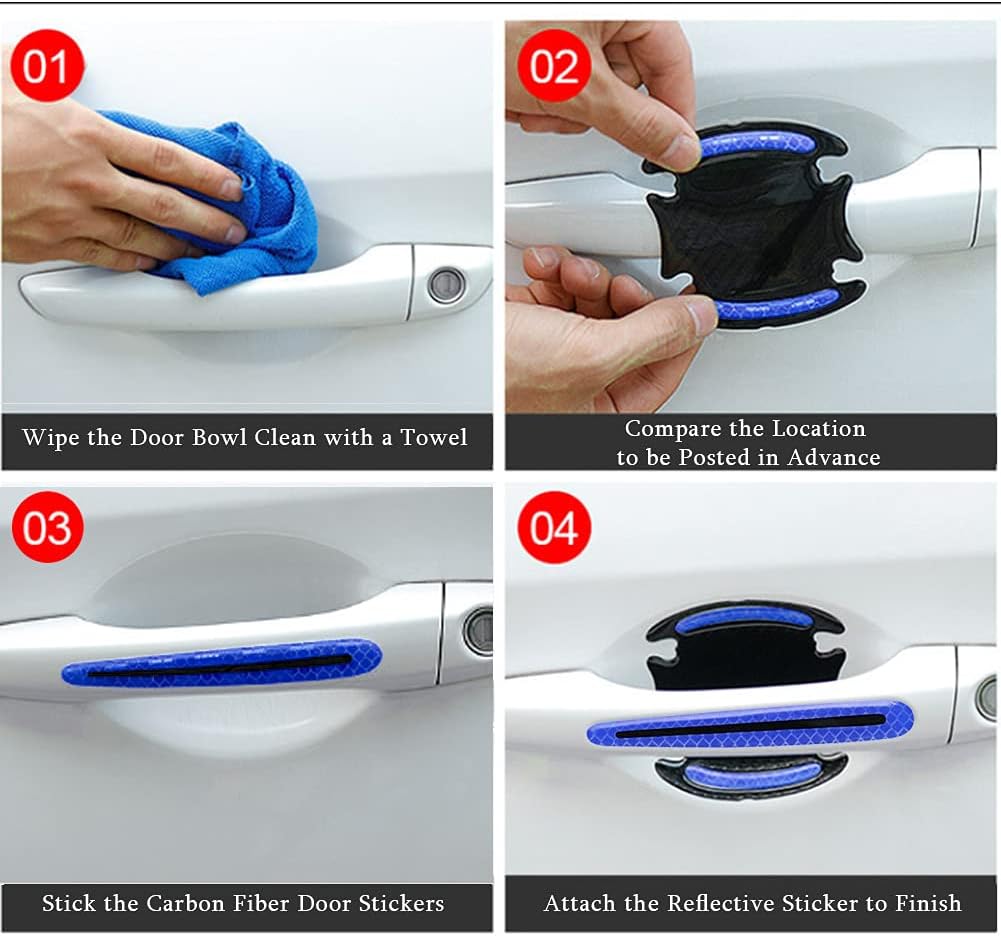 Goukos 8PCS 3D Car Door Handle Scratch Protector Reflective Sticker Warning Bumper Guard Sticker Door Handle Cup Cover Reflector Film Universal Size Blue Goukos 8PCS 3D Car Door Handle Scratch Protector Reflective Sticker Warning Bumper Guard Sticker Door Handle Cup Cover Reflector Film Universal Size Blue