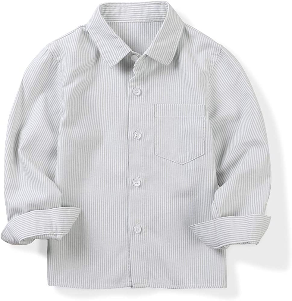 OCHENTA Little Big Boys' & Men's Long Sleeve Button Down Oxford Dress Shirt OCHENTA Little Big Boys' & Men's Long Sleeve Button Down Oxford Dress Shirt
