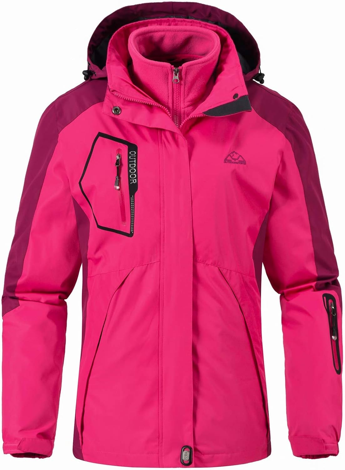 Rdruko Women's Outdoor 3-in-1 Waterproof Ski Jacket Fleece Inner Winter Coat Hooded Rdruko Women's Outdoor 3-in-1 Waterproof Ski Jacket Fleece Inner Winter Coat Hooded