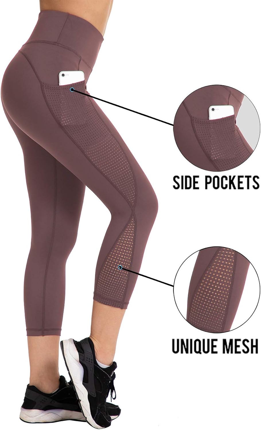 UURUN High Waist Yoga Pants Capri Workout Running Leggings with Pockets Non-See-Through Printed Fabric UURUN High Waist Yoga Pants Capri Workout Running Leggings with Pockets Non-See-Through Printed Fabric