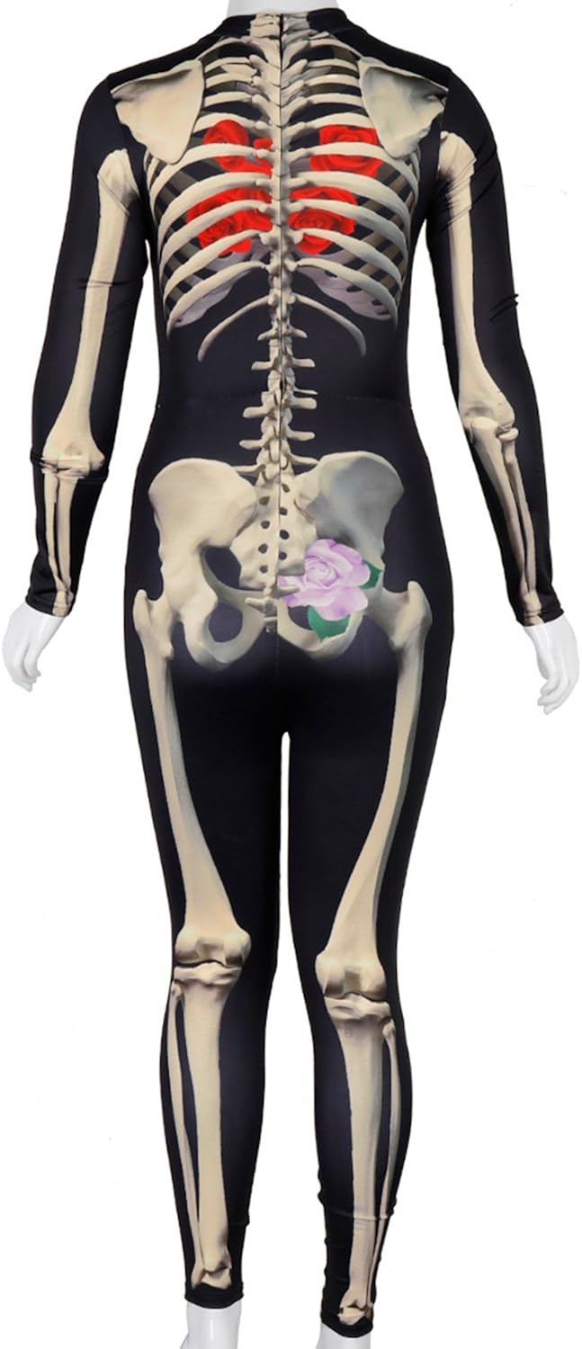 ALBIZIA Women's Skull Skeleton Halloween Costume Jumpsuit Bodysuit Bodycon Outfit ALBIZIA Women's Skull Skeleton Halloween Costume Jumpsuit Bodysuit Bodycon Outfit