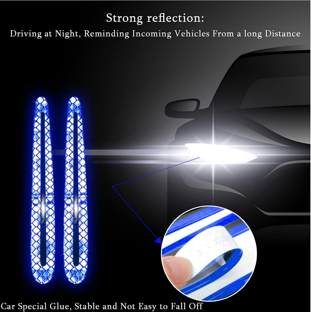 Goukos 8PCS 3D Car Door Handle Scratch Protector Reflective Sticker Warning Bumper Guard Sticker Door Handle Cup Cover Reflector Film Universal Size Blue Goukos 8PCS 3D Car Door Handle Scratch Protector Reflective Sticker Warning Bumper Guard Sticker Door Handle Cup Cover Reflector Film Universal Size Blue