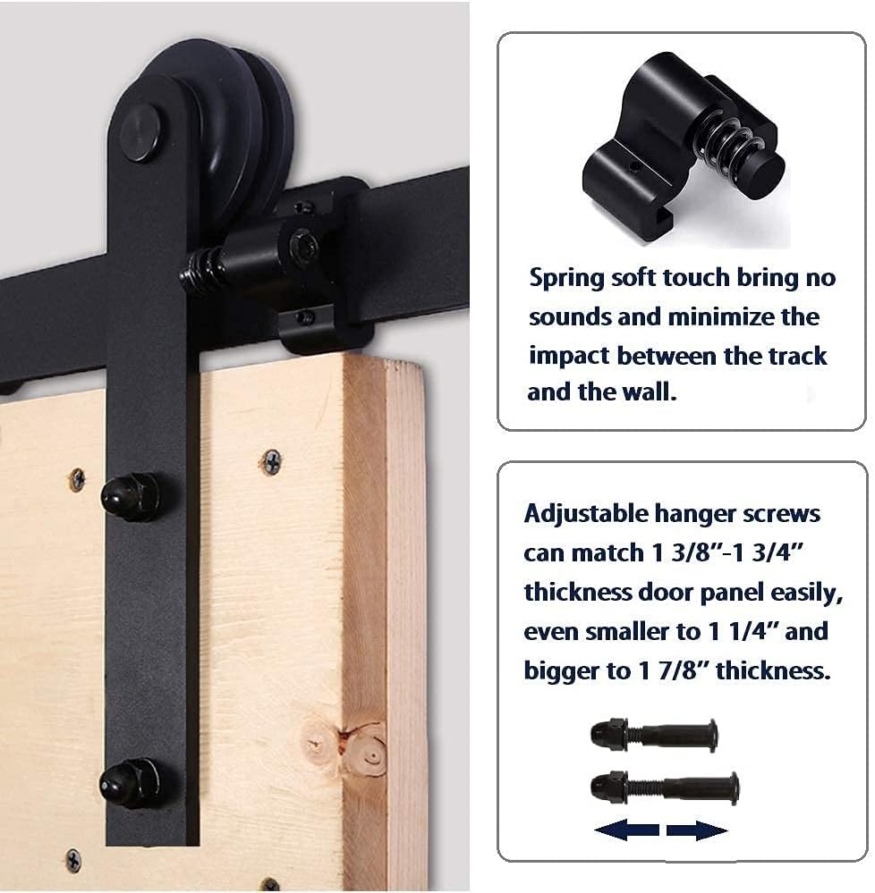 Easy Installation J Shape Hanger Smoothly and Quietly Fit 1 3/8-1 3/4 Thickness Door Panel Black ROOMTEC Sliding Barn Door Hardware Kit 6ft Heavy Duty Sturdy Easy Installation J Shape Hanger Smoothly and Quietly Fit 1 3/8-1 3/4 Thickness Door Panel Black ROOMTEC Sliding Barn Door Hardware Kit 6ft Heavy Duty Sturdy