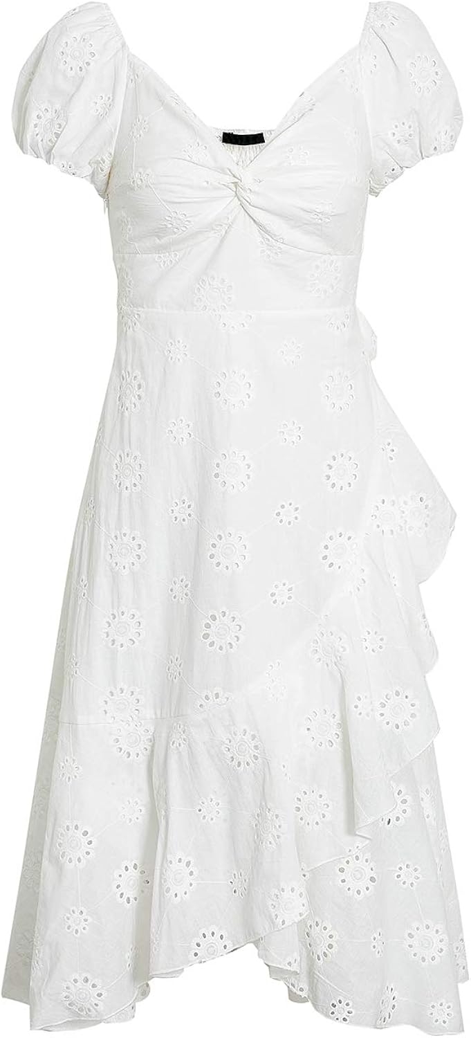 Miessial Women's Boho Off Shoulder Embroidery Midi Dresses Summer Elegant V-Neck Ruffle Dress Miessial Women's Boho Off Shoulder Embroidery Midi Dresses Summer Elegant V-Neck Ruffle Dress
