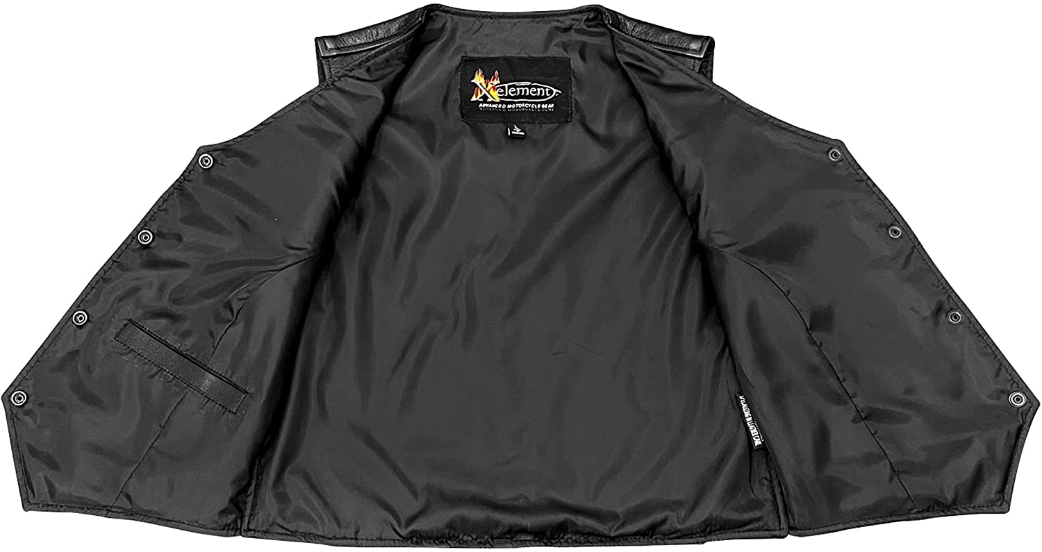 Ladies Real Genuine Leather Biker Gilet Xelement B320 Black Motorcycle Vest for Women Ladies Real Genuine Leather Biker Gilet Xelement B320 Black Motorcycle Vest for Women