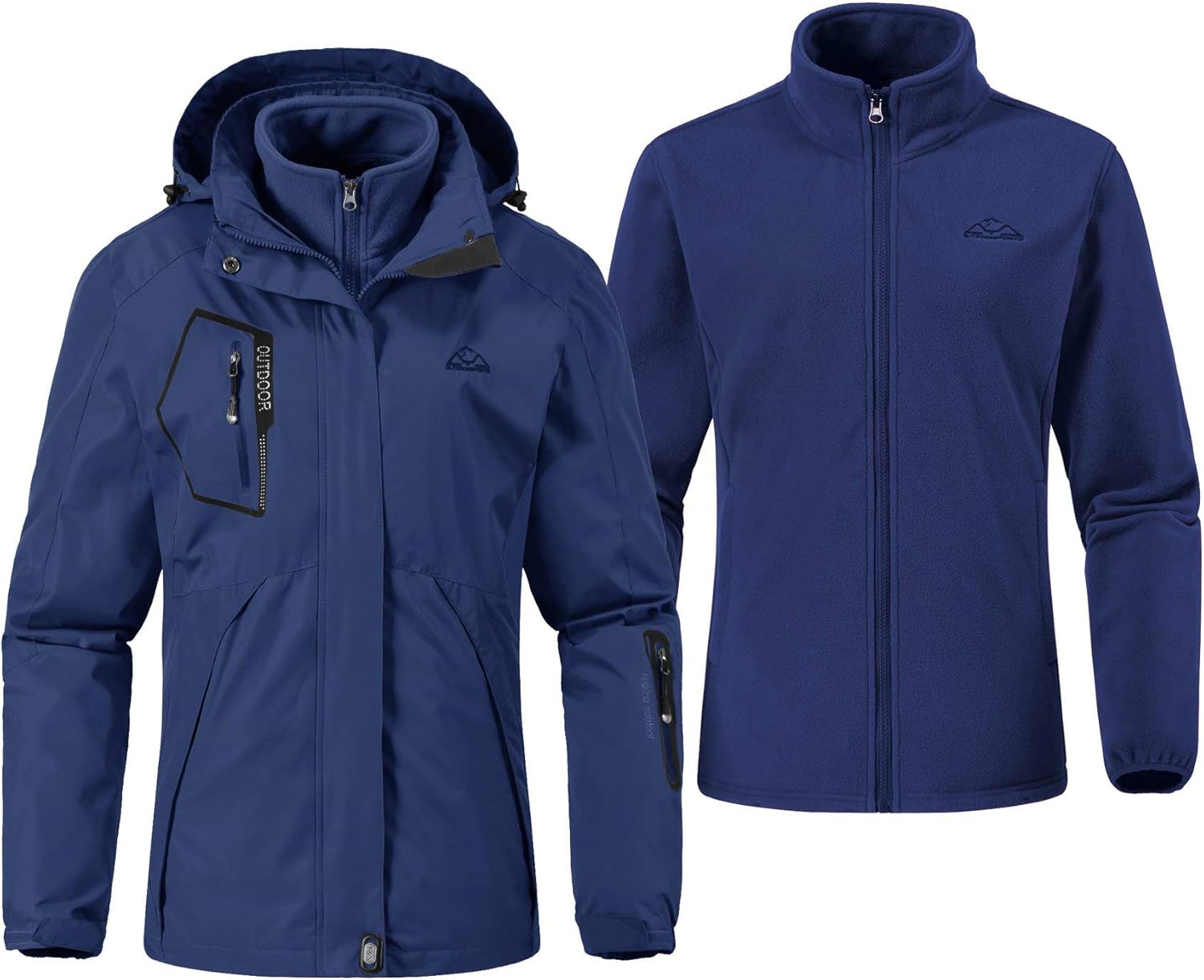 Rdruko Women's Outdoor 3-in-1 Waterproof Ski Jacket Fleece Inner Winter Coat Hooded Rdruko Women's Outdoor 3-in-1 Waterproof Ski Jacket Fleece Inner Winter Coat Hooded