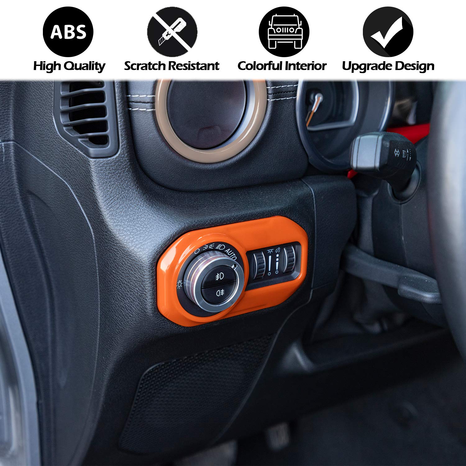 Yellow Headlight Lamp Switch Trim Cover Button Decoration Interior Accessories for 2018-2021 Jeep Wrangler JL JLU & Gladiator JT Yellow Headlight Lamp Switch Trim Cover Button Decoration Interior Accessories for 2018-2021 Jeep Wrangler JL JLU & Gladiator JT