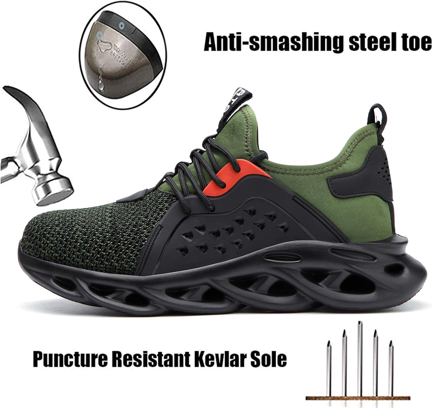 ALGGORUN Steel Toe Shoes for Men Indestructible Shoes Lightweight Breathable Puncture Proof Safety Shoes for Women ALGGORUN Steel Toe Shoes for Men Indestructible Shoes Lightweight Breathable Puncture Proof Safety Shoes for Women