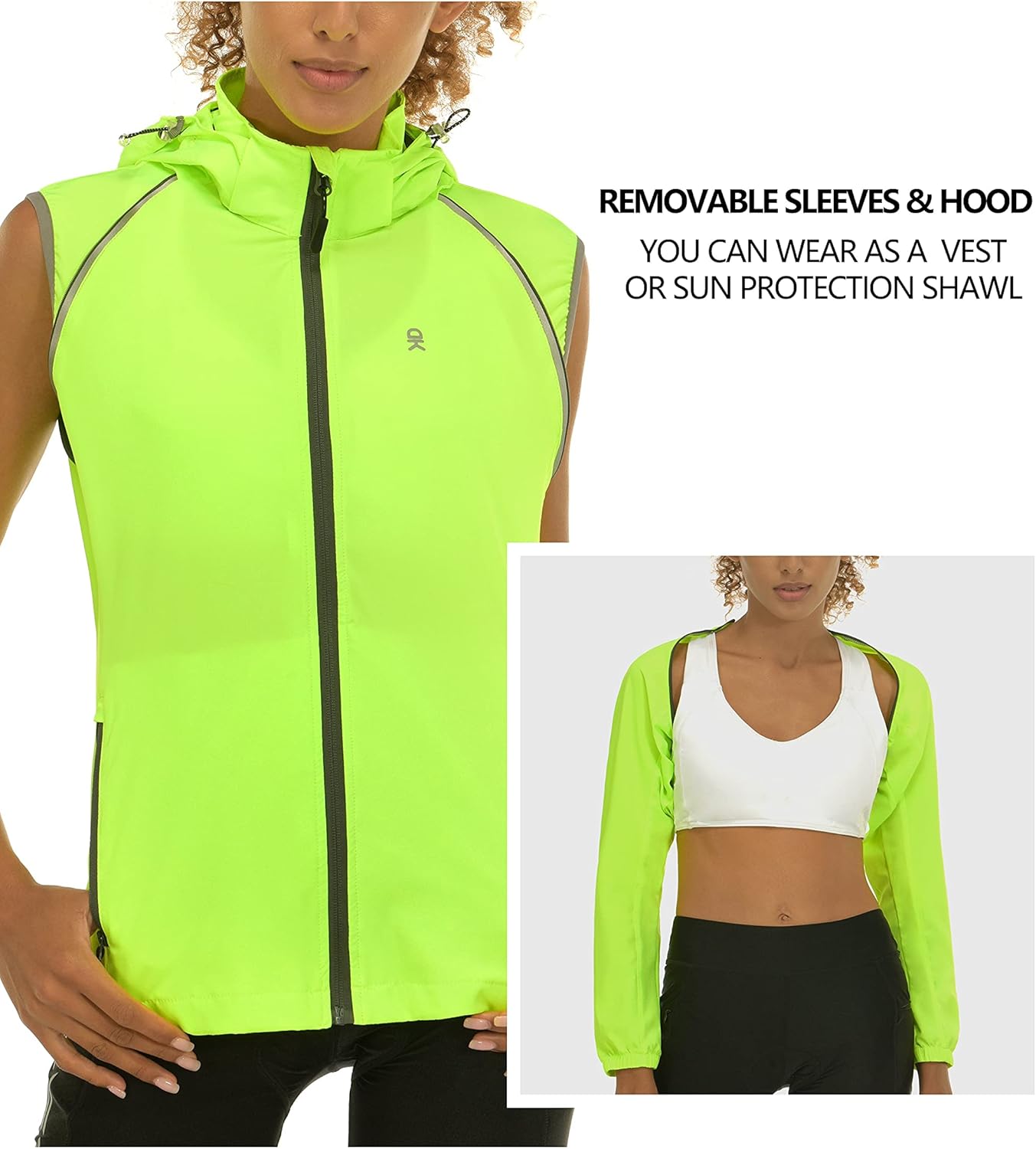 Cycling Jacket with Detachable Sleeves and Hood Little Donkey Andy Women's Quick-Dry Running Jacket UPF 50 Cycling Jacket with Detachable Sleeves and Hood Little Donkey Andy Women's Quick-Dry Running Jacket UPF 50