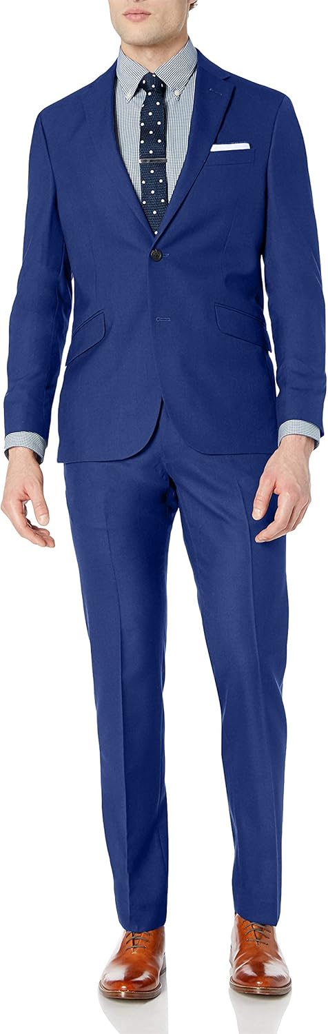 Unlisted by Kenneth Cole Men's 2 Button Slim Fit Suit with Hemmed Pant Unlisted by Kenneth Cole Men's 2 Button Slim Fit Suit with Hemmed Pant