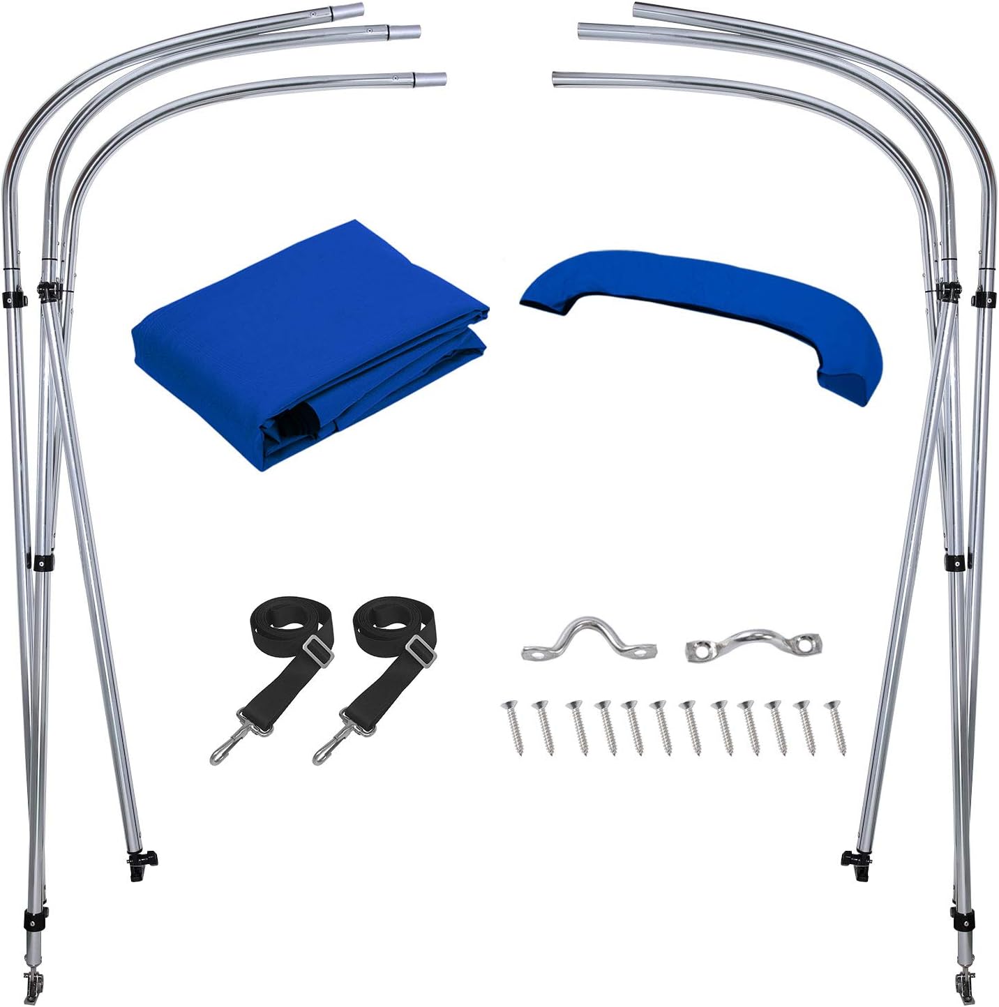 2 Straps KAKIT 750D 3 4 Bow Bimini Top Boat Cover with 2 Rear Support Poles Stainless Steel Mounting Hardwares 1 Inch Stainless Aluminum Frame Storage Boot 4 Quick Release Deck Mounts 2 Straps KAKIT 750D 3 4 Bow Bimini Top Boat Cover with 2 Rear Support Poles Stainless Steel Mounting Hardwares 1 Inch Stainless Aluminum Frame Storage Boot 4 Quick Release Deck Mounts