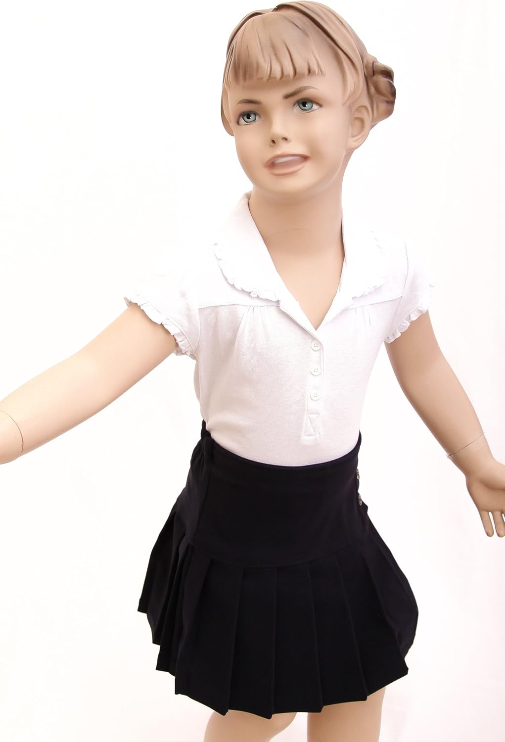 Girl Toppy School Uniform Girls' Short Ruffle Sleeve Top Girl Toppy School Uniform Girls' Short Ruffle Sleeve Top