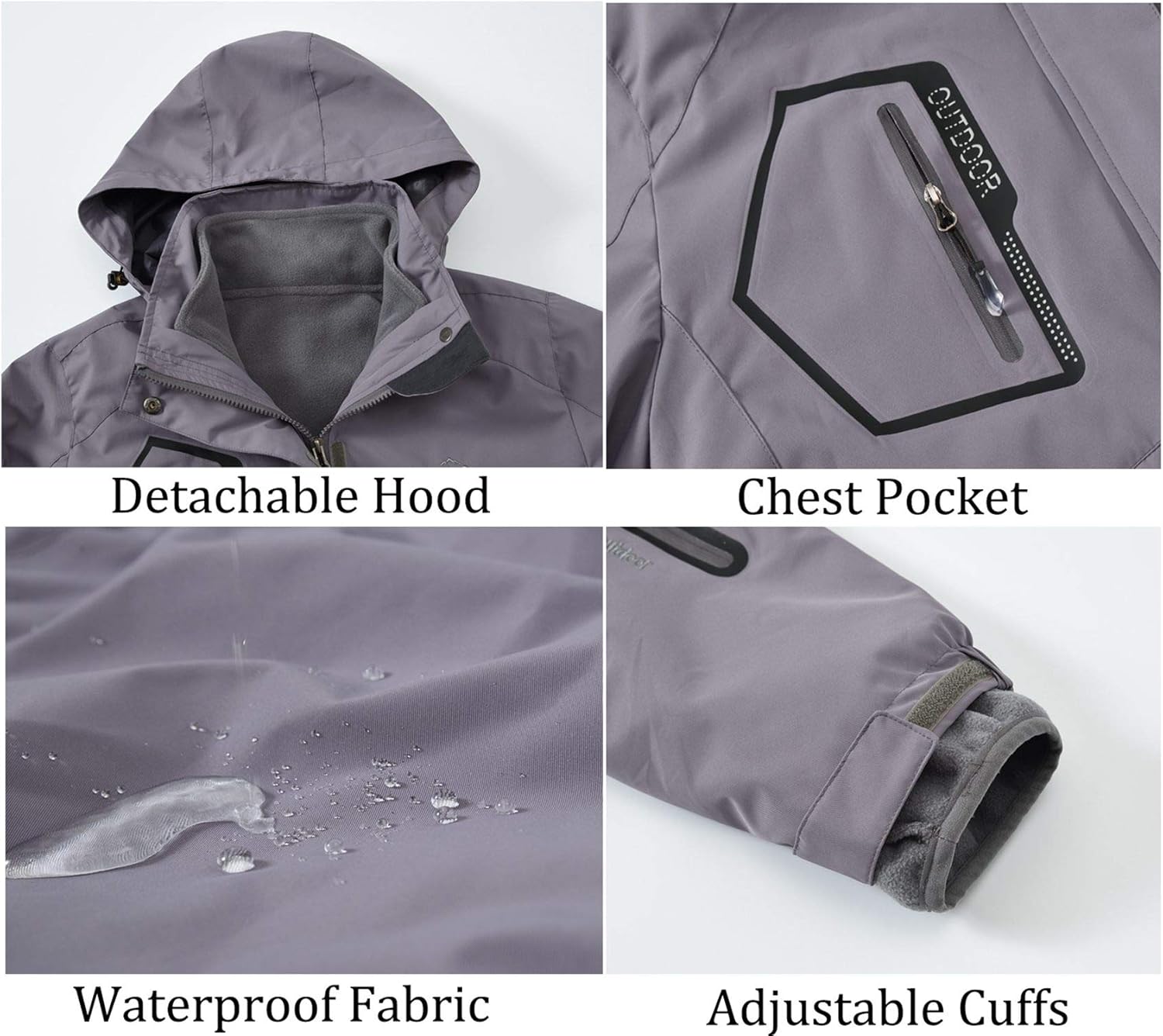 Rdruko Women's Outdoor 3-in-1 Waterproof Ski Jacket Fleece Inner Winter Coat Hooded Rdruko Women's Outdoor 3-in-1 Waterproof Ski Jacket Fleece Inner Winter Coat Hooded