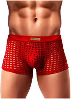 ranrann Men's Translucent Drawstring Boxer Shorts Low Rise Breathable Mesh Swim Trunks Underwear ranrann Men's Translucent Drawstring Boxer Shorts Low Rise Breathable Mesh Swim Trunks Underwear
