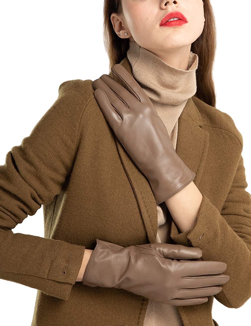 Super-soft Leather Winter Gloves for Women Full-Hand Touchscreen Warm Cashmere Lined Perfect Appearance Super-soft Leather Winter Gloves for Women Full-Hand Touchscreen Warm Cashmere Lined Perfect Appearance