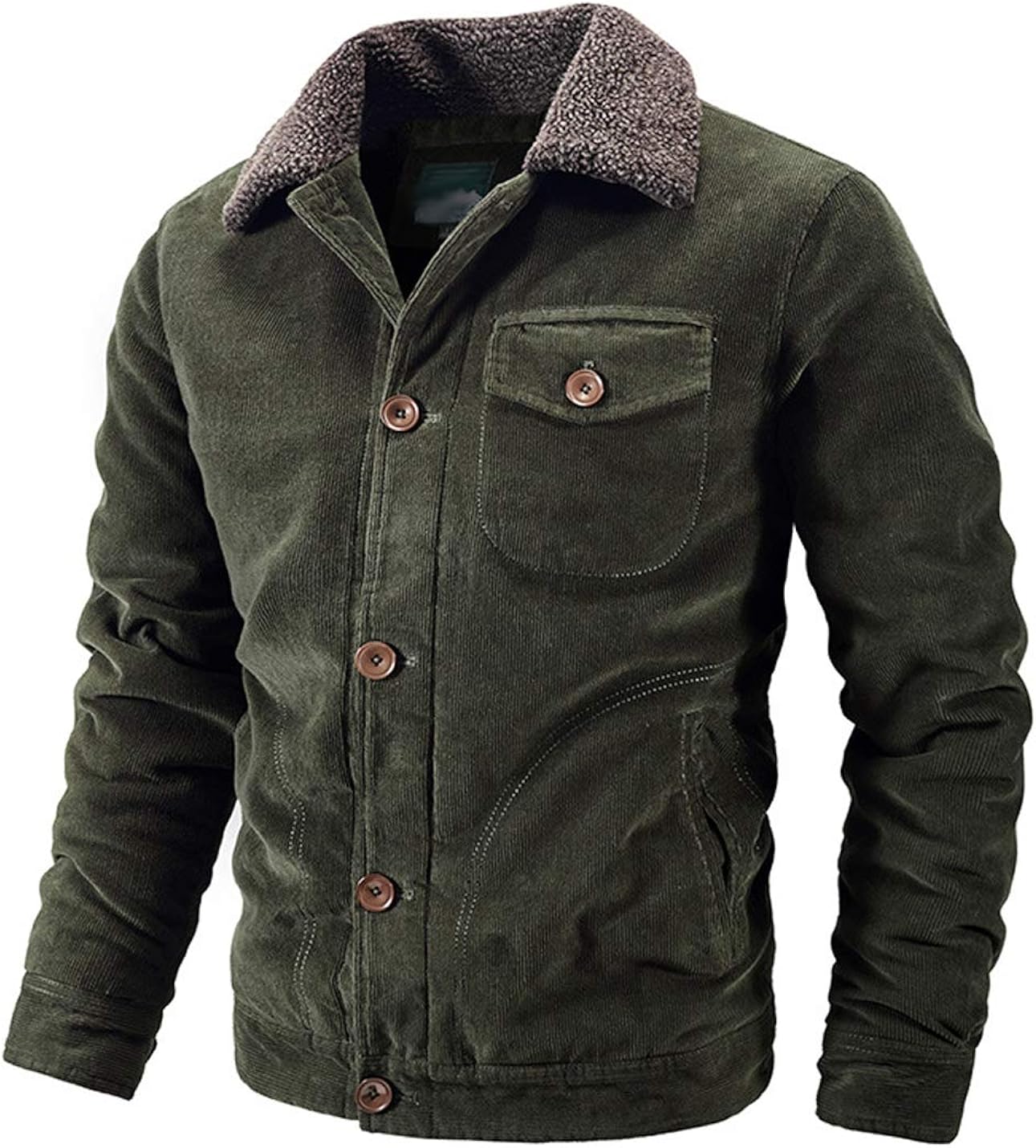 Hongsui Men's Corduroy Sherpa Lining Trucker Lapel Jacket Hongsui Men's Corduroy Sherpa Lining Trucker Lapel Jacket