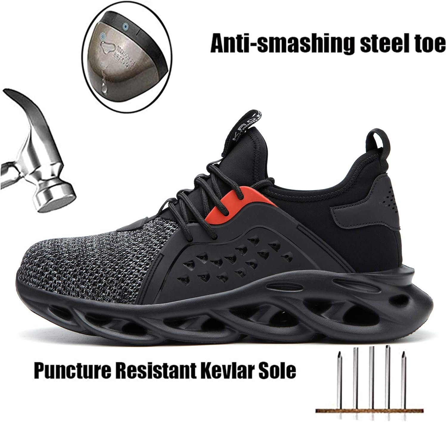 ALGGORUN Steel Toe Shoes for Men Indestructible Shoes Lightweight Breathable Puncture Proof Safety Shoes for Women ALGGORUN Steel Toe Shoes for Men Indestructible Shoes Lightweight Breathable Puncture Proof Safety Shoes for Women