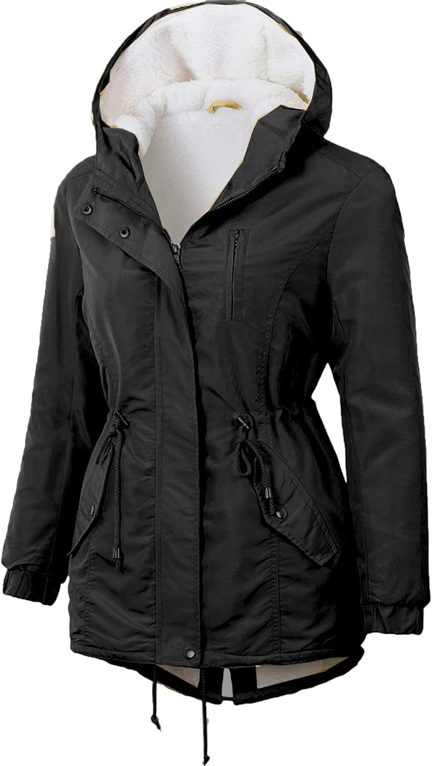 OLLIE ARNES Women's Quilted or Inner Fur Lined Sherpa Anorak Down Parka Jacket OLLIE ARNES Women's Quilted or Inner Fur Lined Sherpa Anorak Down Parka Jacket