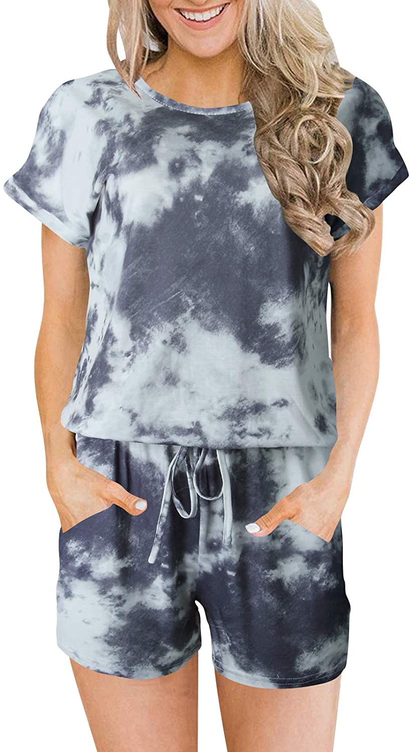 ANRABESS Women's Summer Crewneck Casual Loose Short Sleeve Jumpsuit Rompers One Piece Pajamas Loungewear with Pockets ANRABESS Women's Summer Crewneck Casual Loose Short Sleeve Jumpsuit Rompers One Piece Pajamas Loungewear with Pockets
