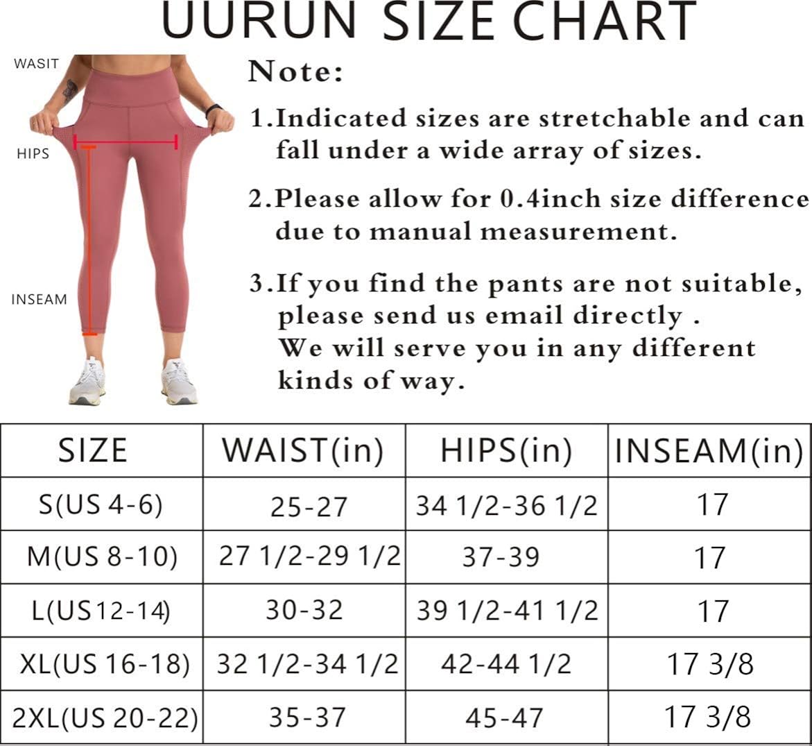 UURUN High Waist Yoga Pants Capri Workout Running Leggings with Pockets Non-See-Through Printed Fabric UURUN High Waist Yoga Pants Capri Workout Running Leggings with Pockets Non-See-Through Printed Fabric