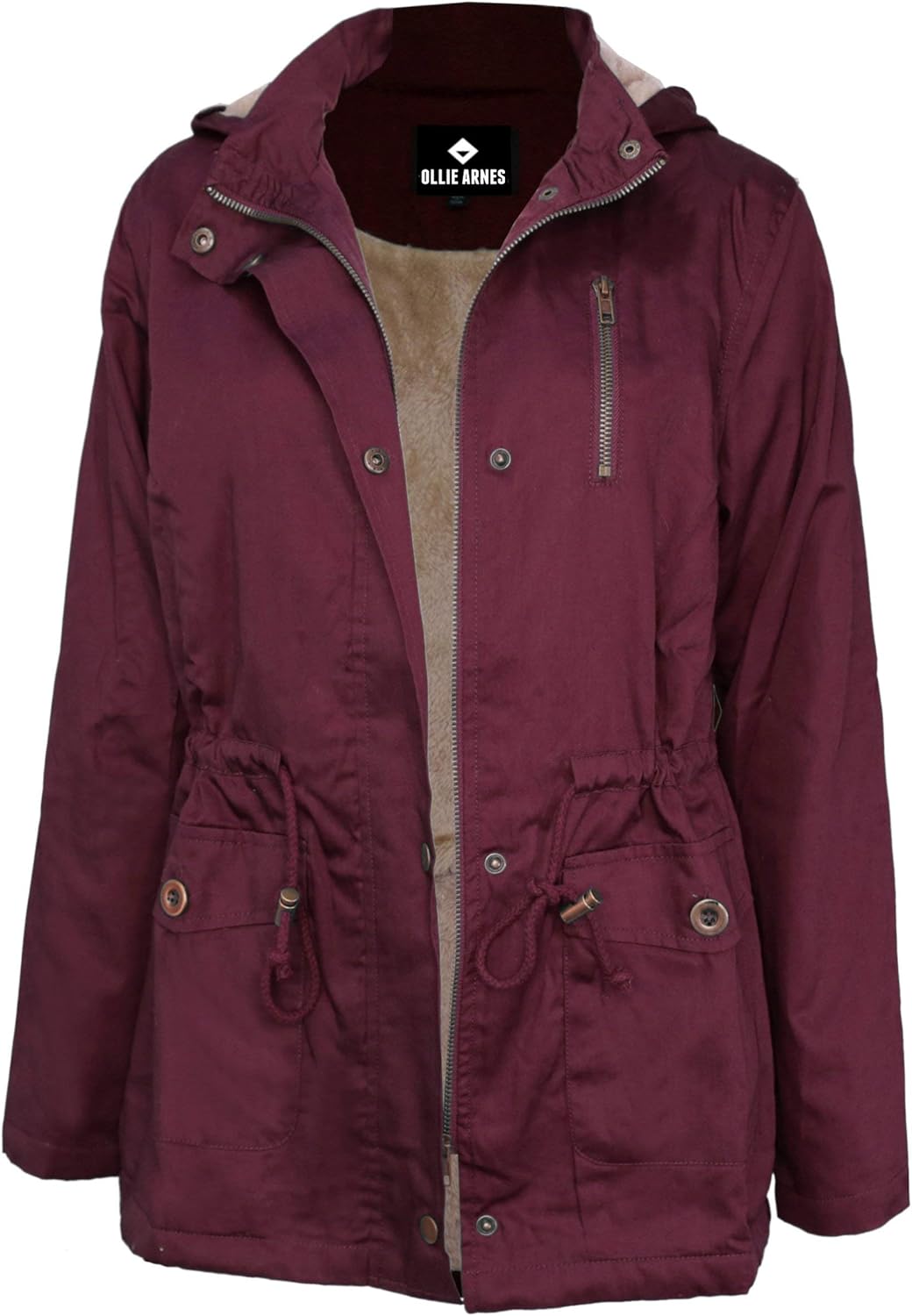 OLLIE ARNES Women's Quilted or Inner Fur Lined Sherpa Anorak Down Parka Jacket OLLIE ARNES Women's Quilted or Inner Fur Lined Sherpa Anorak Down Parka Jacket