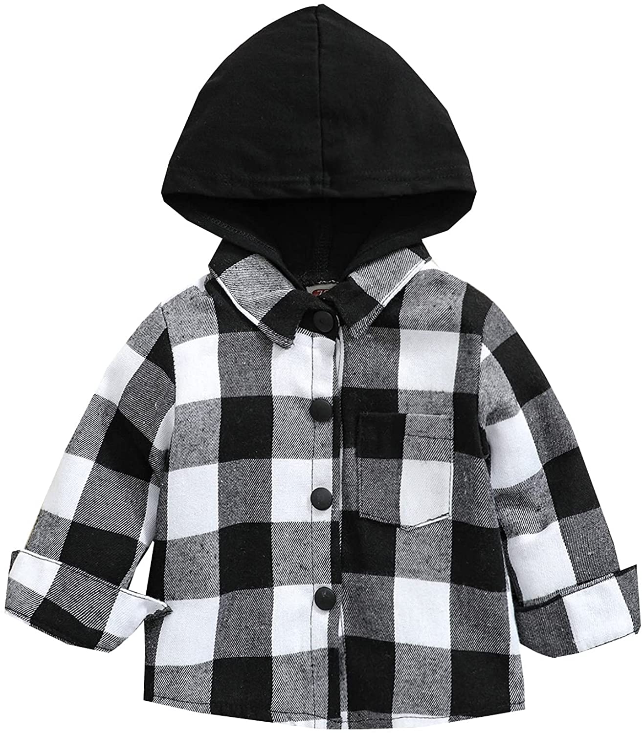 Kids Little Boys Girls Baby Long Sleeve Button Down Hooded Plaid Shirt Red Plaid Flannel Outfits Kids Little Boys Girls Baby Long Sleeve Button Down Hooded Plaid Shirt Red Plaid Flannel Outfits