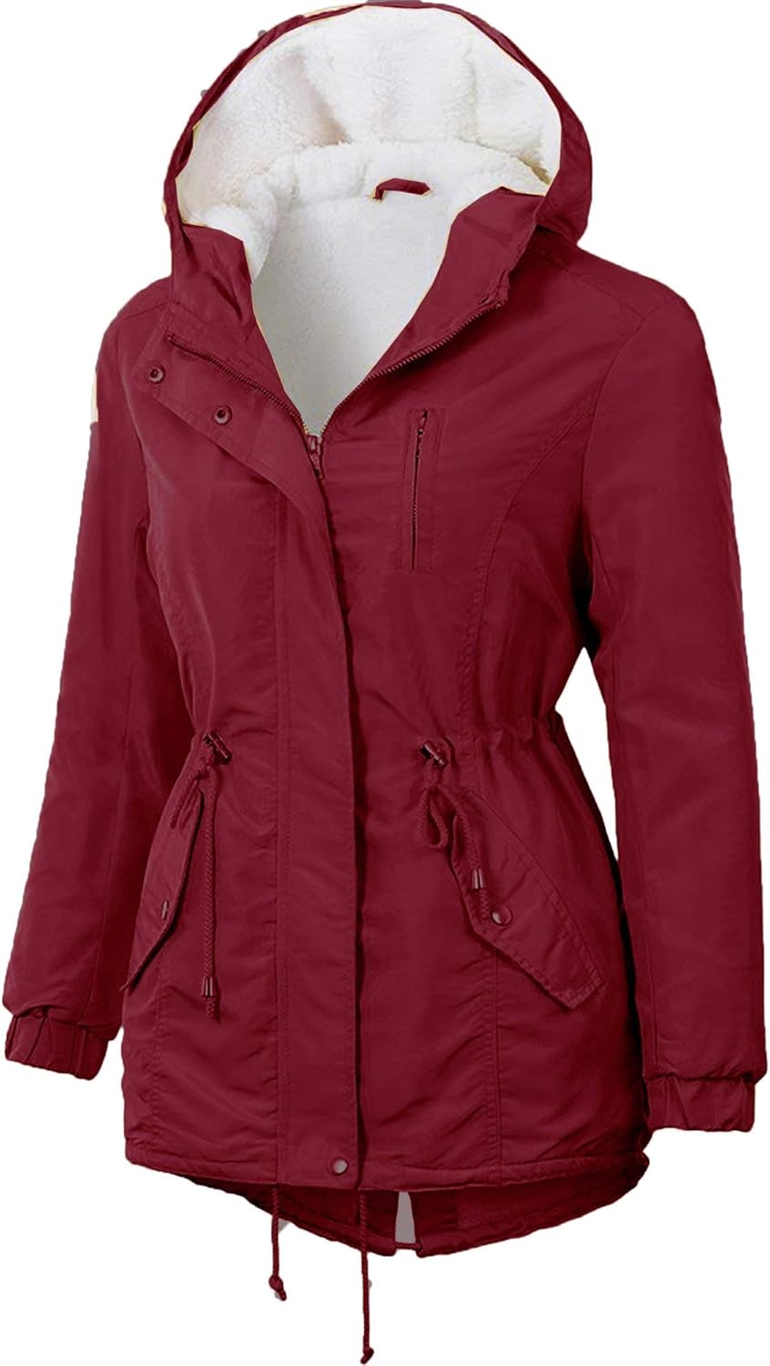 OLLIE ARNES Women's Quilted or Inner Fur Lined Sherpa Anorak Down Parka Jacket OLLIE ARNES Women's Quilted or Inner Fur Lined Sherpa Anorak Down Parka Jacket