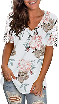 WUAI Summer Tops for Women Casual Short Sleeve Sunflower Graphic Tees Comfy Loose Fit Workout Cotton Shirts Blouses WUAI Summer Tops for Women Casual Short Sleeve Sunflower Graphic Tees Comfy Loose Fit Workout Cotton Shirts Blouses