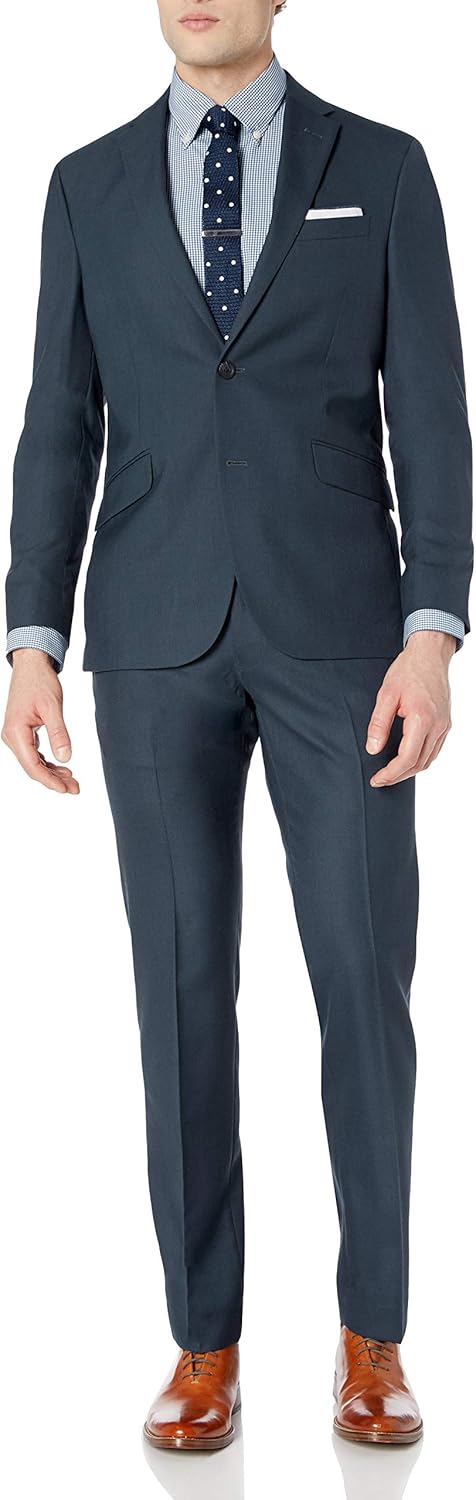 Unlisted by Kenneth Cole Men's 2 Button Slim Fit Suit with Hemmed Pant Unlisted by Kenneth Cole Men's 2 Button Slim Fit Suit with Hemmed Pant
