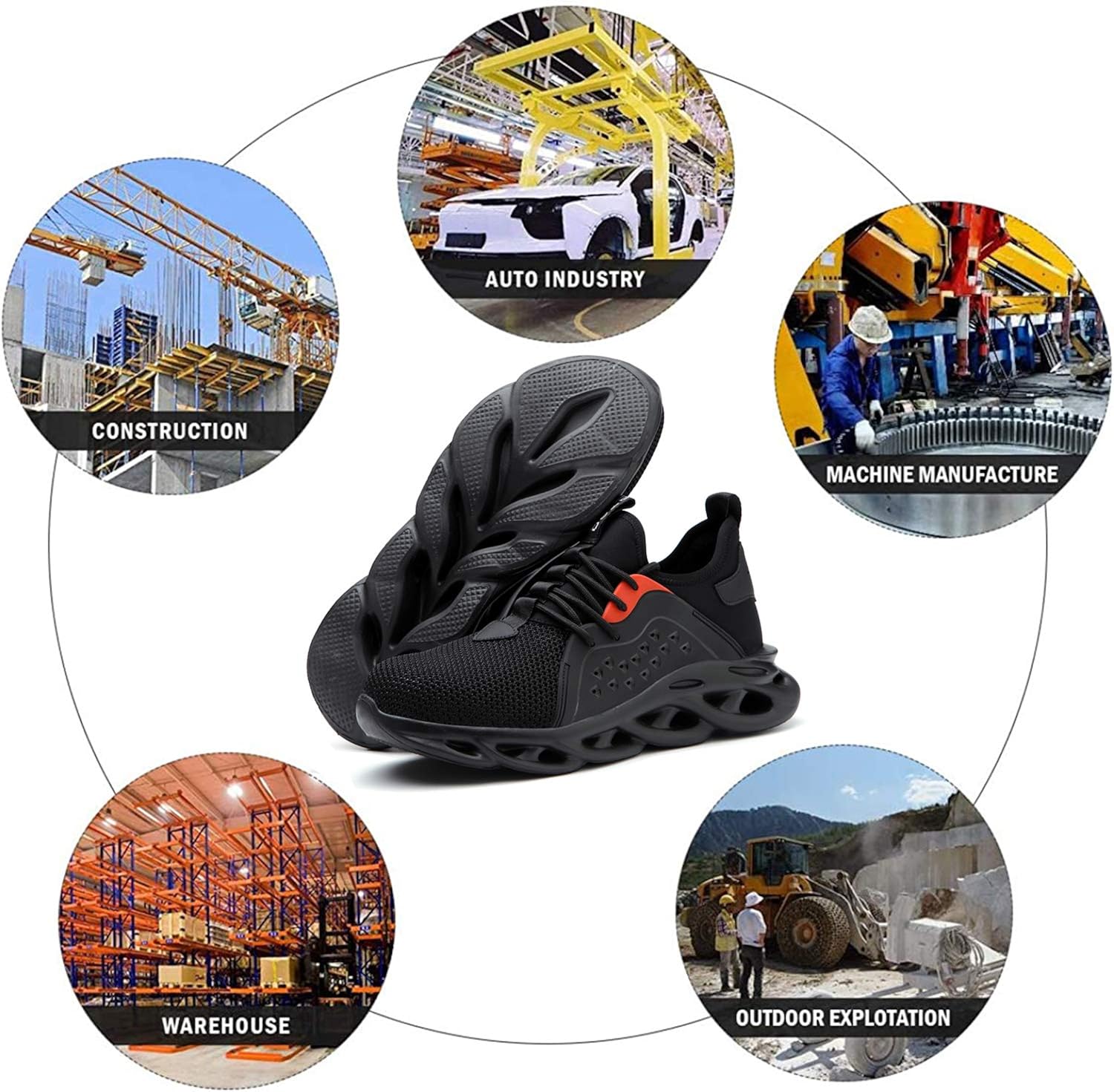ALGGORUN Steel Toe Shoes for Men Indestructible Shoes Lightweight Breathable Puncture Proof Safety Shoes for Women ALGGORUN Steel Toe Shoes for Men Indestructible Shoes Lightweight Breathable Puncture Proof Safety Shoes for Women