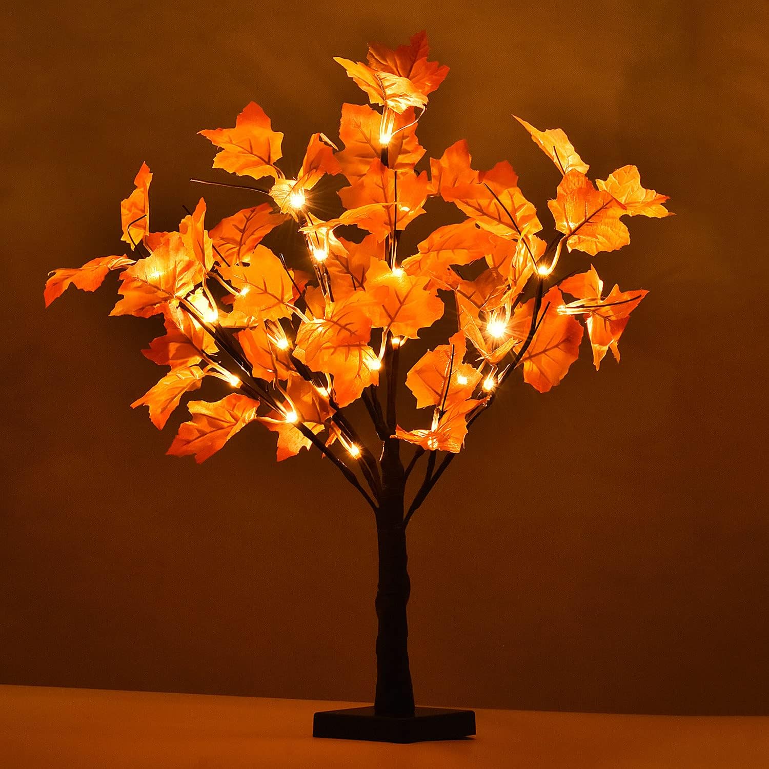 WATERGLIDE Tabletop Lighted Maple Tree 24 LED Thanksgiving Decorations Lights Artificial Table Centerpiece Battery Operated with Timer Leaf and Acorn Autumn Fall Trees for Indoor Home Bedroom Décor WATERGLIDE Tabletop Lighted Maple Tree 24 LED Thanksgiving Decorations Lights Artificial Table Centerpiece Battery Operated with Timer Leaf and Acorn Autumn Fall Trees for Indoor Home Bedroom Décor