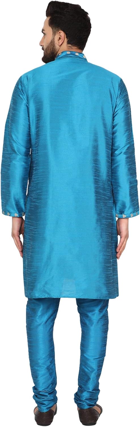 SKAVIJ Men's Tunic Art Silk Kurta Pajama Set Ethnic Indian Party Wear Dress Suit SKAVIJ Men's Tunic Art Silk Kurta Pajama Set Ethnic Indian Party Wear Dress Suit