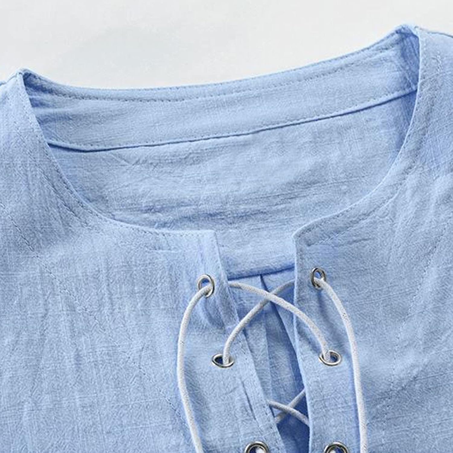 JSPOYOU Mens Long Sleeve Shirt Linen Cotton Hippie Beach Henley Shirts Casual Loose Stand-up Collar Tie T-Shirts JSPOYOU Mens Long Sleeve Shirt Linen Cotton Hippie Beach Henley Shirts Casual Loose Stand-up Collar Tie T-Shirts