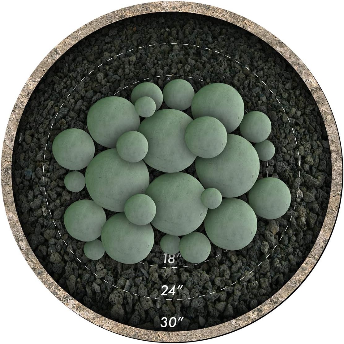 Speckled Modern Accessory for Indoor and Outdoor Fire Pits or Fireplaces – Brushed Concrete Look Ceramic Fire Balls Pewter Gray 6 Inch Set of 5 Speckled Modern Accessory for Indoor and Outdoor Fire Pits or Fireplaces – Brushed Concrete Look Ceramic Fire Balls Pewter Gray 6 Inch Set of 5
